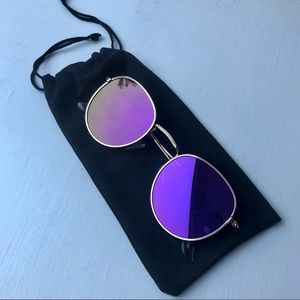 Classic Round Frame Purple Lens Wired Sunglasses